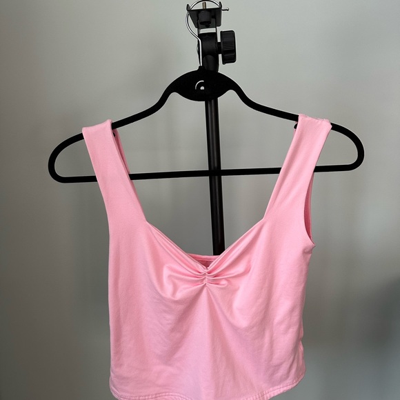 Pink Sleeveless Tank Top with Gathered Front - Picture 3 of 7